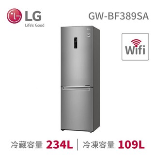 *~新家電錧~*【LG 樂金】[ GW-BF389SA ]343公升WiFi直驅變頻上下門冰箱晶鑽格紋銀(實體店面)