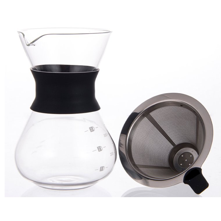 1492~ ★特殺咖啡過濾網+玻璃壺 400ML玻璃咖啡壺 雙層不鏽鋼濾網 手沖咖啡壺 泡茶壺 泡咖啡美式 過濾網