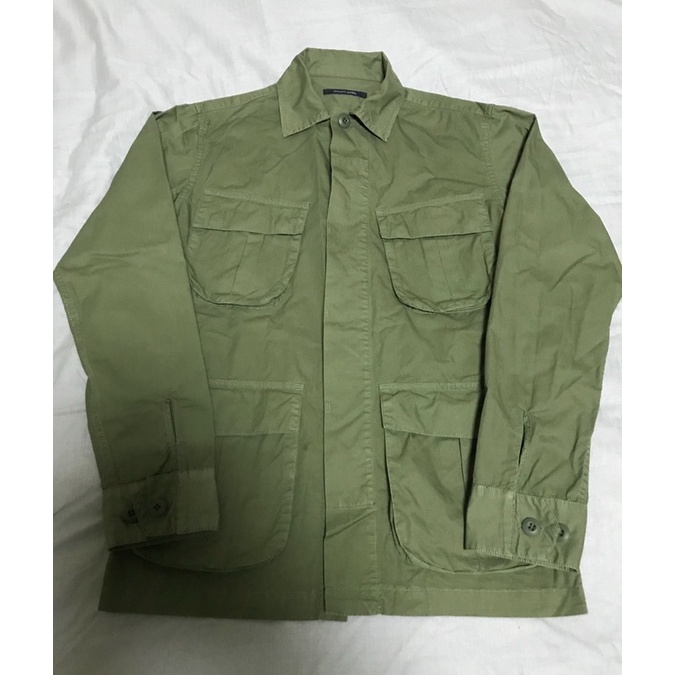 URBAN RESEARCH DOORS 仿舊水洗越戰軍型四口袋襯衫外套 軍綠 size 38 UR