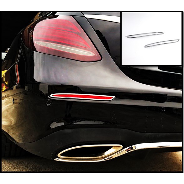 圓夢工廠 Benz E W213 E43 E53 E63 2016~2020 改裝 鍍鉻銀 後反光片框 後霧燈框貼