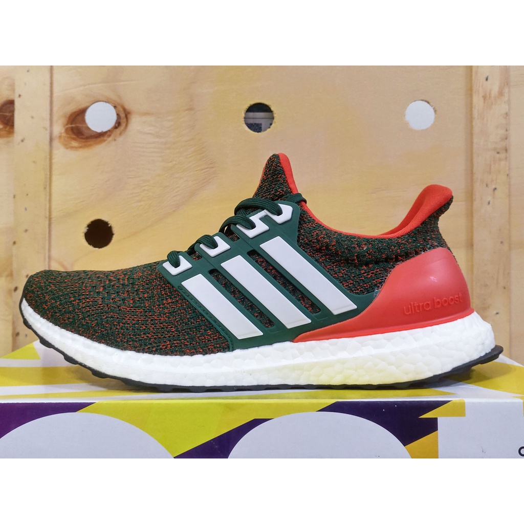 Adidas Ultra Boost 4.0 Miami Hurricanes 編織 慢跑鞋 EE3702 US8.5