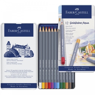 德國 Faber-Castell輝柏 GoldFaber水彩色鉛筆-精緻鐵盒裝12色組(114612)水性色鉛筆