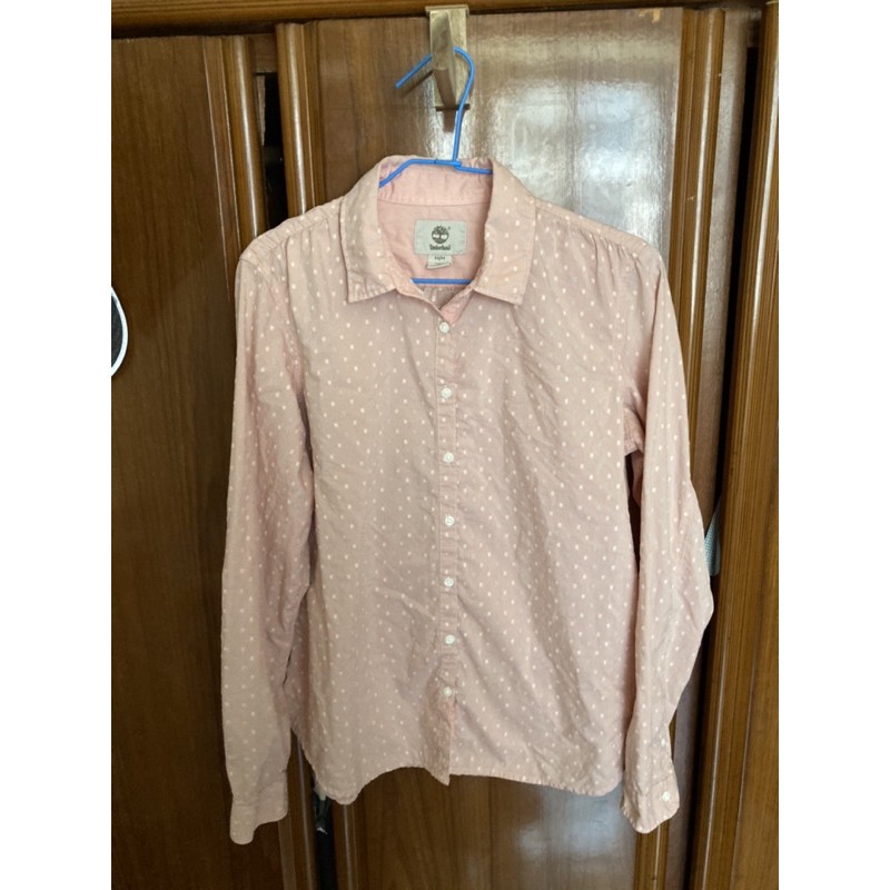 (二手）Timberland 粉橘色長袖襯衫-M號