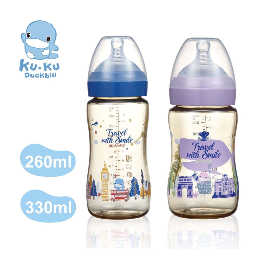 KUKU酷咕鴨 品味巴黎/樂遊倫敦PPSU奶瓶-260ml/330ml