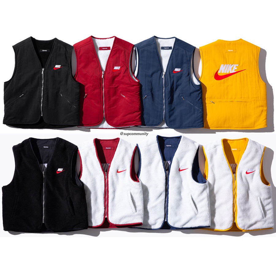 【紐約范特西】預購FW18 Supreme Nike Reversible Nylon Sherpa Vest 毛絨背心