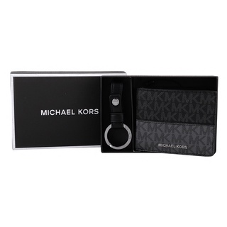 MICHAEL KORS 拚色滿版皮革短夾/鑰匙圈禮盒