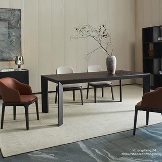【榮升家具】喬上家居餐桌煙熏色實木椅組合意式現代極簡侘寂風家具長方形飯桌