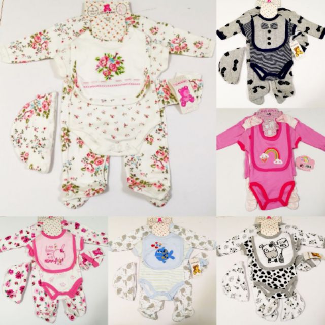 🌟現貨🌟OCEAN BABY 童裝夏季純棉 套裝五件套 網兜哈衣 新生兒 嬰兒用品 嬰兒禮品 寶寶衣服 包屁衣 爬服