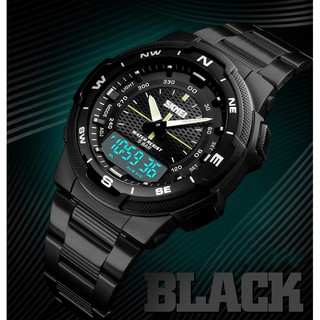 台灣出貨 時刻美 SKMEI 1370 男士運動防水雙顯示數字手錶 腕錶 LED電子錶 夜光腕錶 鋼帶多功能雙顯手錶