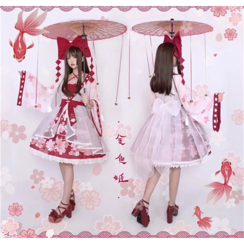 🍊現貨➕預購🍀日系金魚姬假兩件洋裝