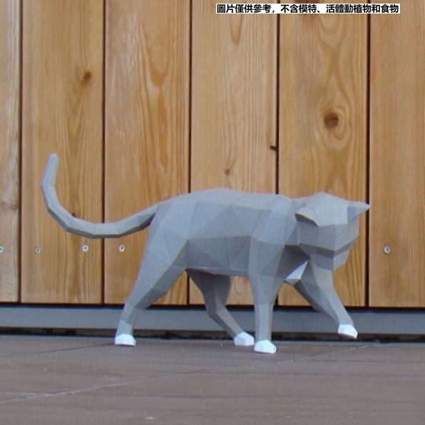 3D立體構成紙模型好奇貓 幾何作業創意動物 兒童手工摺紙藝DIY材料包 3D手工紙模型 紙模 壁掛牆飾 裝飾擺件