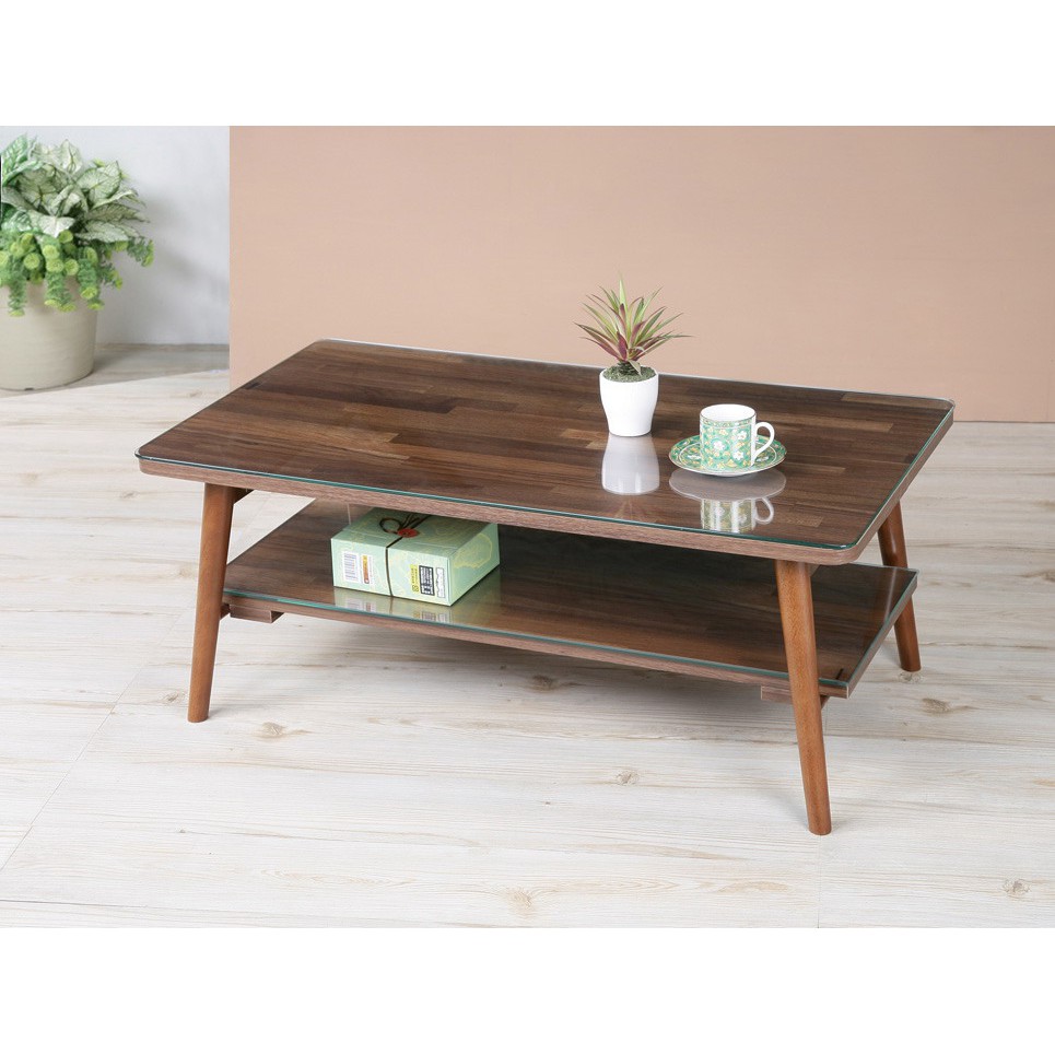 【TA9536-2G】可摺式橡木茶几桌、和室桌、餐桌(含桌面及層板強化玻璃)