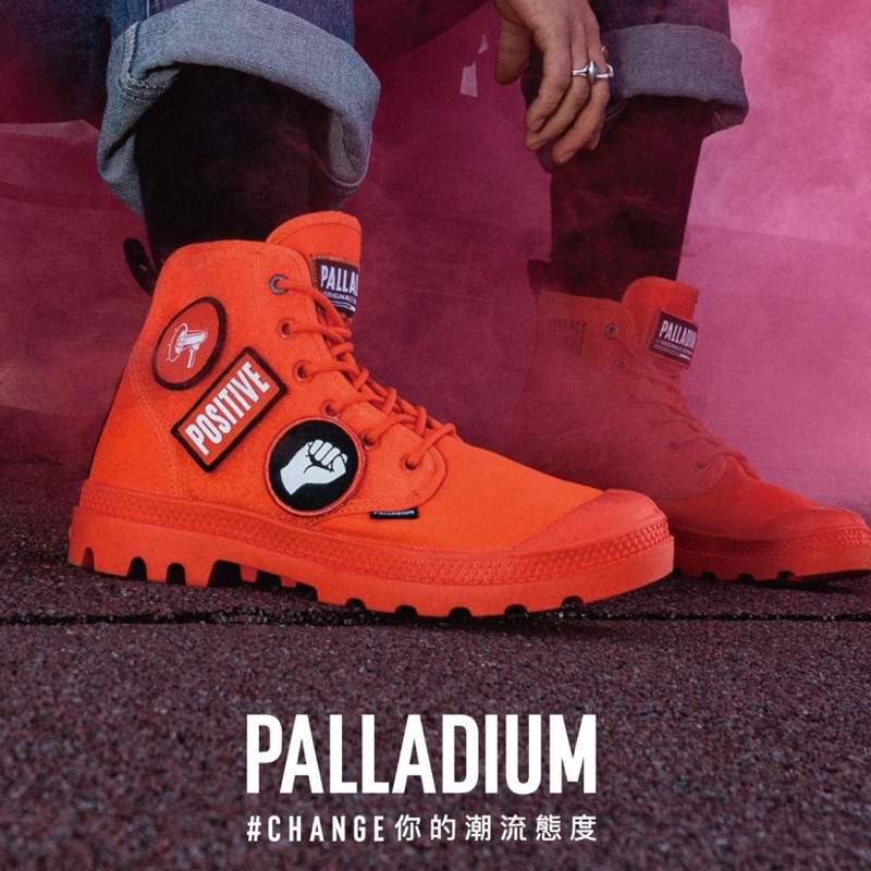 Dy Palladium Pampa Hi Change 橘色靴型魔鬼氈貼布拼接男女 5 蝦皮購物