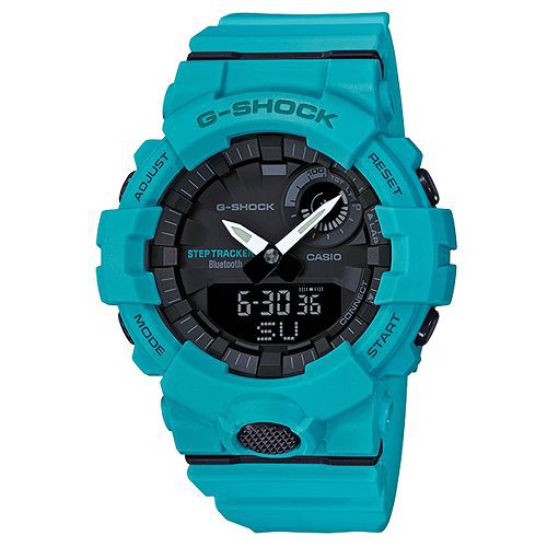 【CASIO】G-SHOCK 活力充沛計步藍芽雙顯錶-藍綠(GBA-800-2A2)正版宏崑公司貨