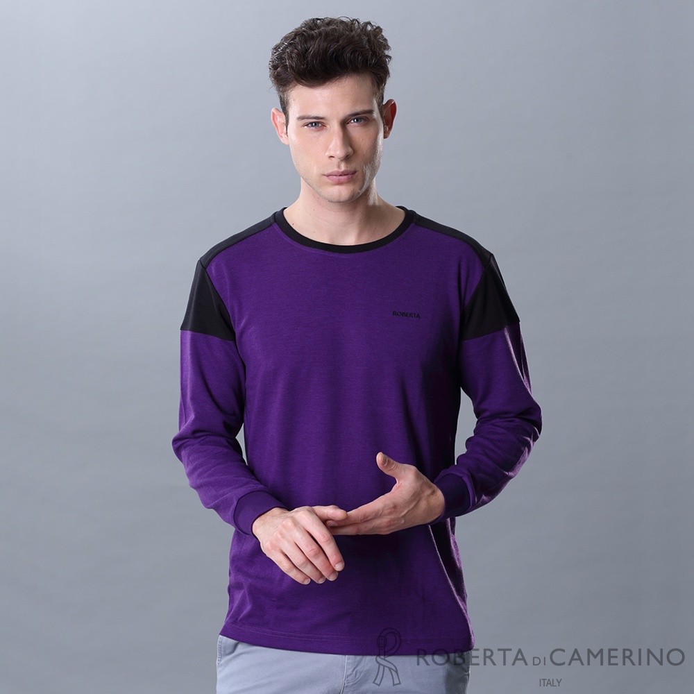 ROBERTA諾貝達 台灣製 柔軟保暖長袖POLO棉衫 紫色