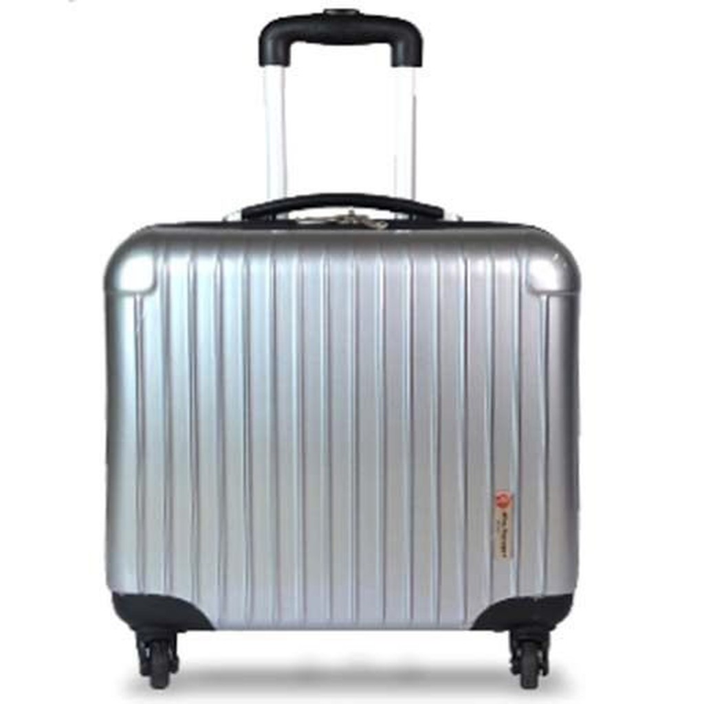 《葳爾登》 多功能多夾層17吋電腦拉桿行李箱超級輕硬殼旅行箱鏡面登機箱17吋8002銀色