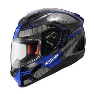 ☆宥鈞機車騎士精品☆ ZEUS ZS-1600 AK3 碳纖維黑/藍色全罩安全帽內藏墨片加送防摔手套貨雨衣一件或鏡片一片