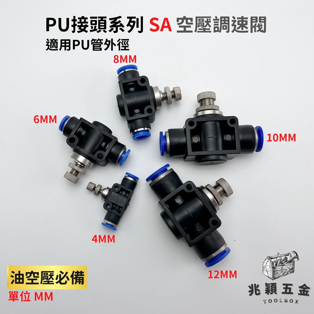 【兆穎五金】PU SA 節流閥 調速閥 省力快速接頭 4mm 6mm 8mm 10mm 12mm 氣管 PU管 尼龍管