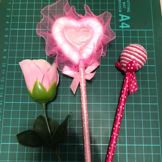 愛心造型筆 糖果造型筆 玫瑰花裝飾 一組