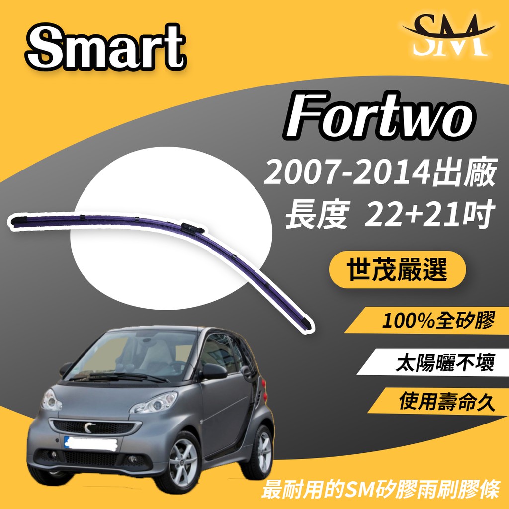 世茂嚴選 SM矽膠雨刷膠條 適用 Smart Fortwo 451 Cabrio 2007後 燕尾軟骨雨刷 B22+21