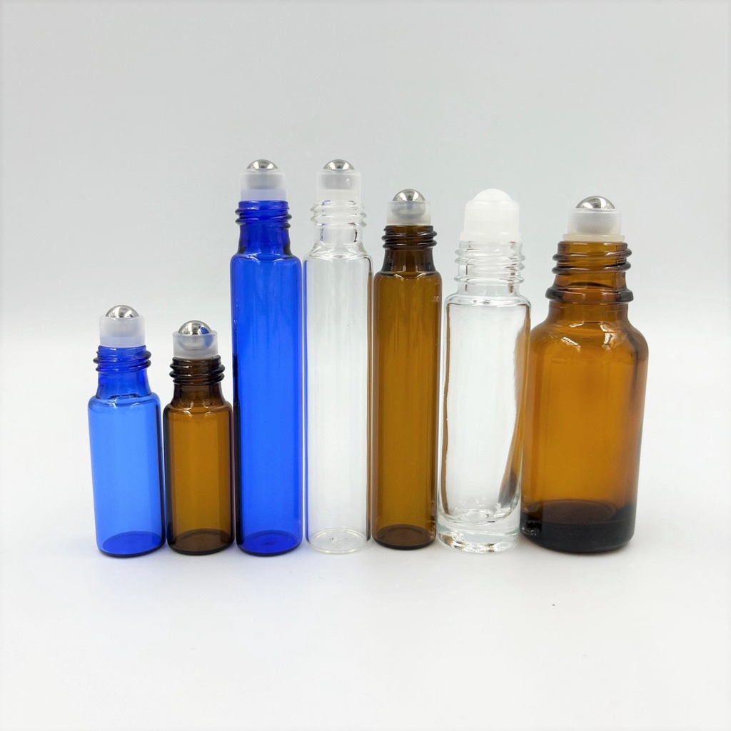 滾珠瓶 玻璃瓶 精油瓶 分裝瓶 茶色瓶 鋼珠瓶 透明瓶 藍色瓶 SPA 美容 空瓶