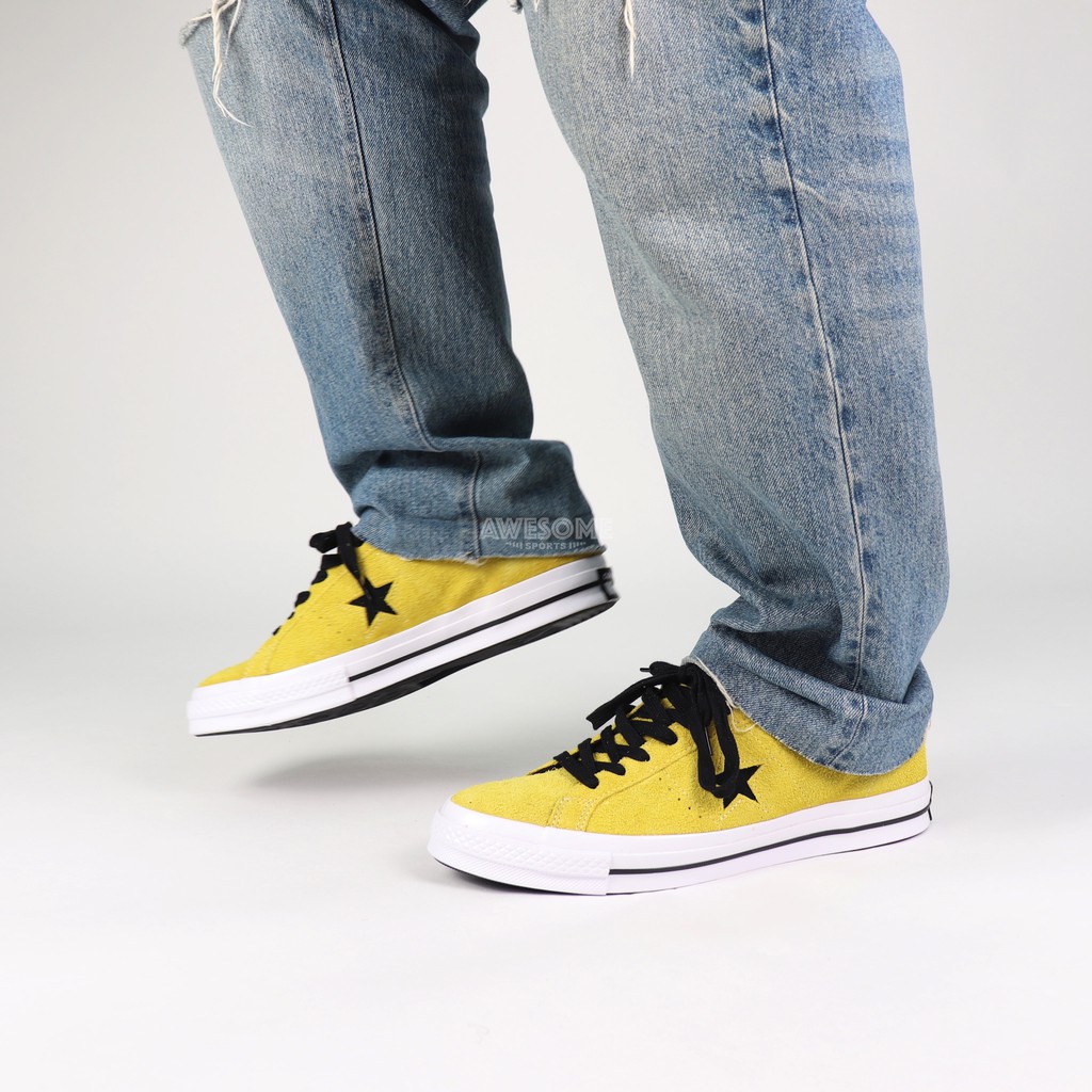 歐鉉]CONVERSE ONE STAR 黃綠麂皮滑板鞋休閒鞋男女鞋163245C | 蝦皮購物