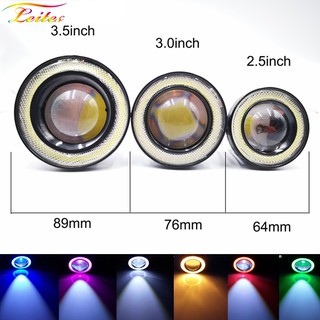 2 件裝 12V 通用 COB LED DRL 行車燈白色藍色粉色黃色綠色紅色天使眼霧燈 2.5" 3.0" 3.5"