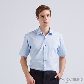 【ROBERTA諾貝達】 男裝 台灣製 穿著舒適休閒短袖襯衫 藍