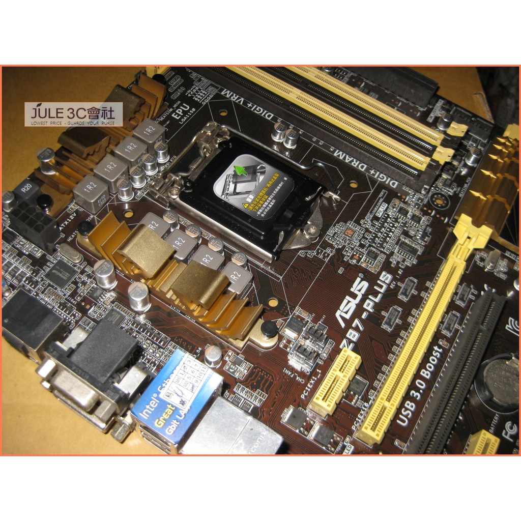 JULE 3C會社-華碩ASUS Z87-PLUS Z87/DDR3/5X防護/UEFI/良品/ATX/1150 主機板
