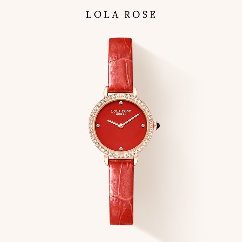 ∋۩☊Lola Rose小紅表手表女英國時尚防水石英女士手表正品天然紅玉髓