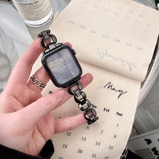 夏季女士錶帶 適用於apple watch9 8 7 6 5 SE 蘋果錶帶 金屬不鏽鋼鏈 45mm 44mm 41mm