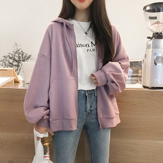 蔓莎💞連帽衛衣女拉鏈開衫2025秋冬BF休閑運動上衣寬松百搭加絨衛衣外套 女生衣著