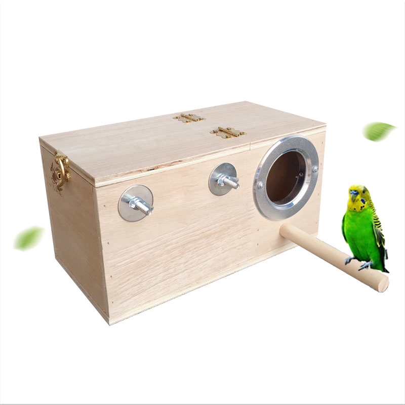 玄鳳虎皮牡丹橫式鸚鵡鳥用繁殖箱巢箱鳥窩鳥巢孵化箱保暖杉木材質