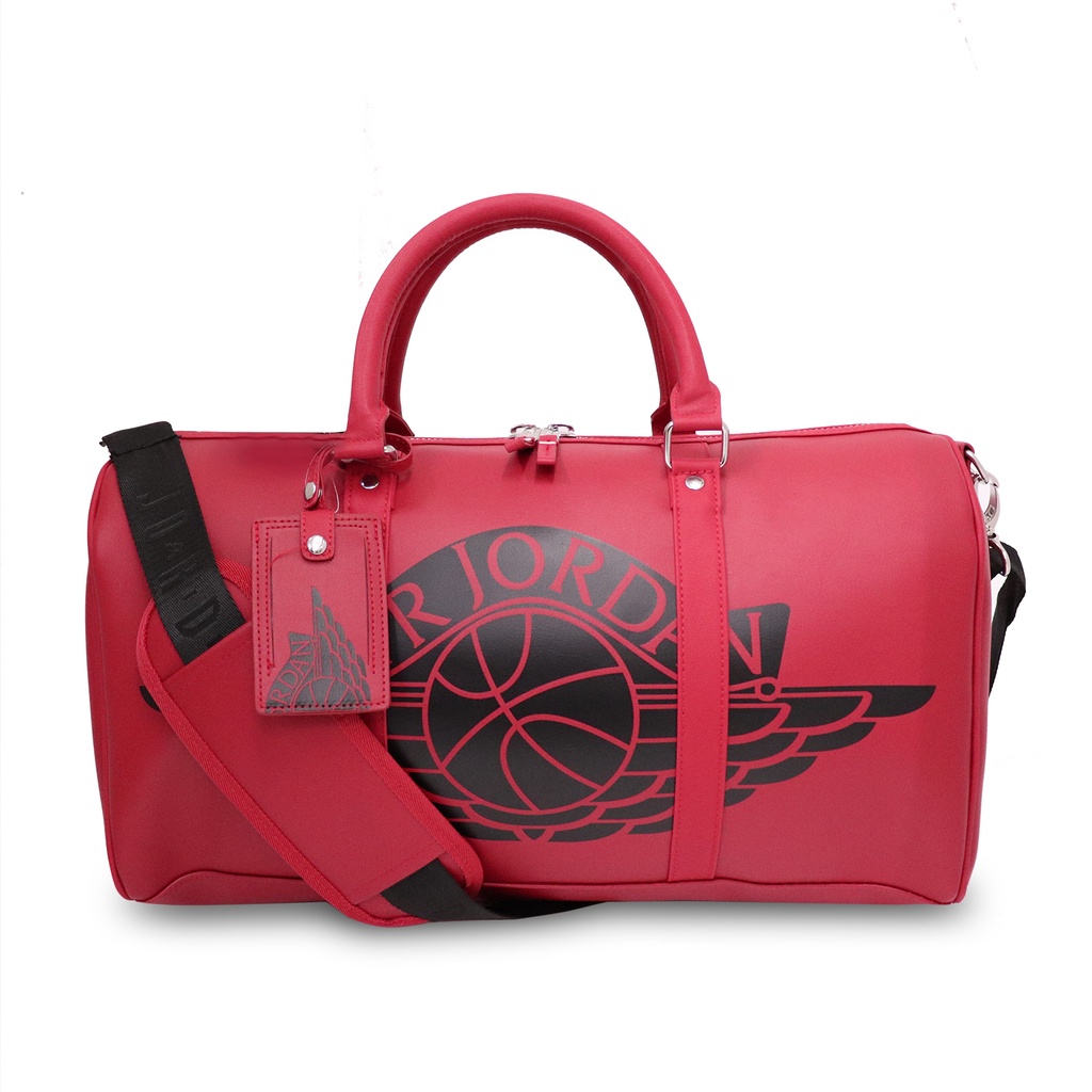 Nike 行李袋 Jordan Duffle Bag 黑 紅 喬丹 皮革 包【ACS】 JD2023013AD-002