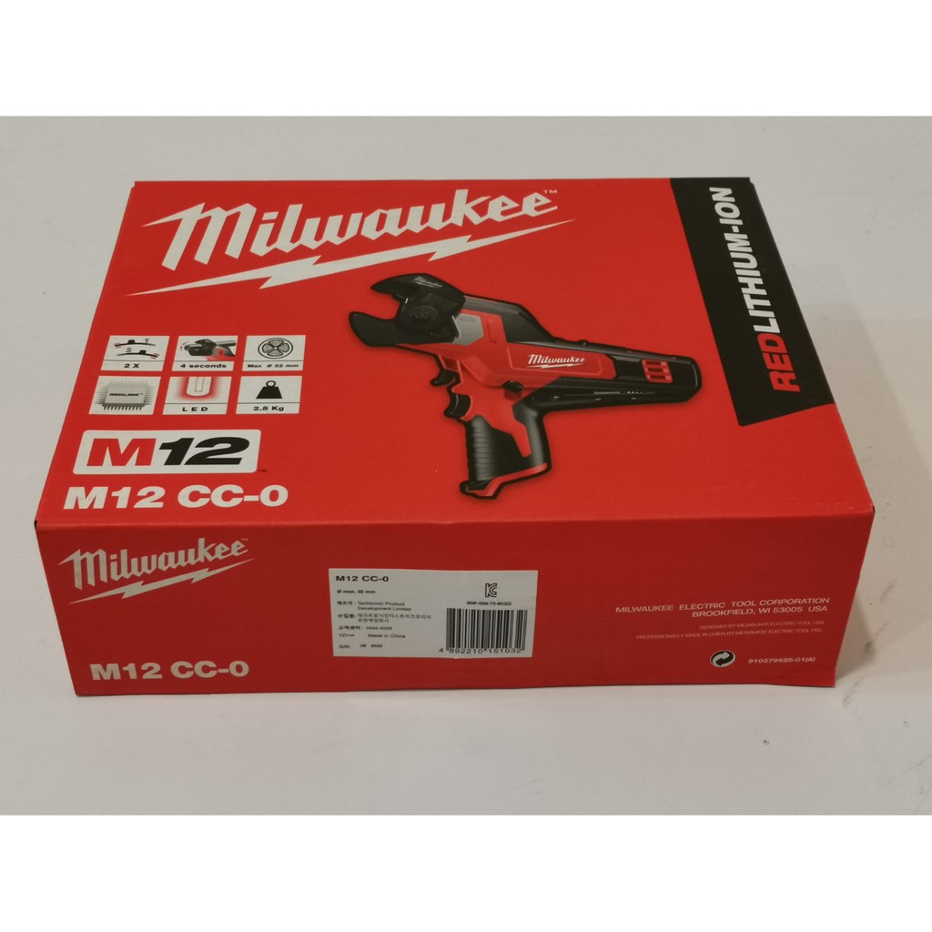"台南工具好事多" 全新 Milwaukee 米沃奇 M12 CC-0 輕巧電纜剪(空機-不含電池及充電器)