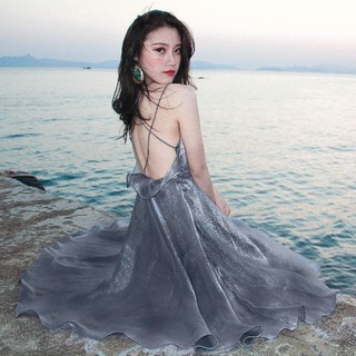 度假洋裝👗👗 韓版性感露背 中長版合身顯瘦峇厘島度假沙灘裙 小可愛裙 超仙小禮服