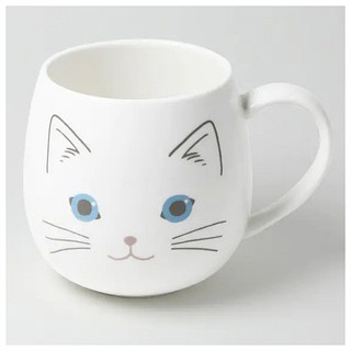 【白貓馬克杯】NITORI宜得利 陶瓷 可愛貓咪塗鴉 背面還有可愛貓腳印喔 420ml