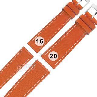 Watchband / HERMES 愛馬仕 質感車線 高級真皮錶帶 橘x白色縫線 / 213-HMA-A34W