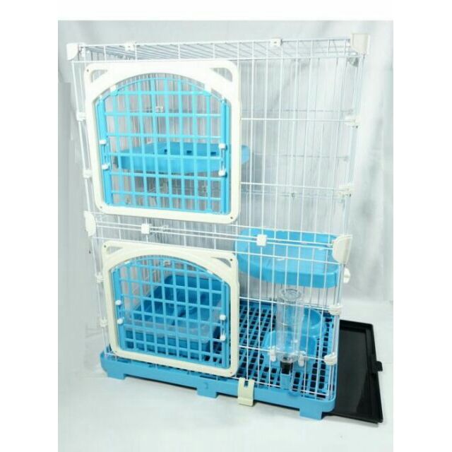 ❤️綠藍粉3色日式精緻豪華雙層3層(2跳板)貓籠/抽取式底盤(附飲水器/食皿/貓砂盆/跳板)台灣製造寵物籠