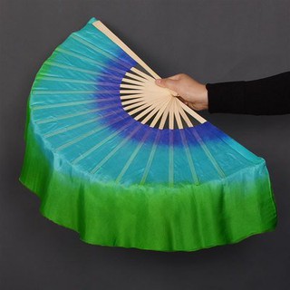 🌹手舞足蹈舞蹈用品🌹寶藍湖藍綠三色真絲短飄扇/秧歌扇/舞蹈扇/每支$200元
