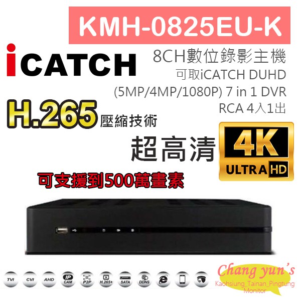 昌運監視器 KMH-0825EU-K 8CH數位錄影主機 7IN1 可取 ICATCH DUHD 專用錄影主機