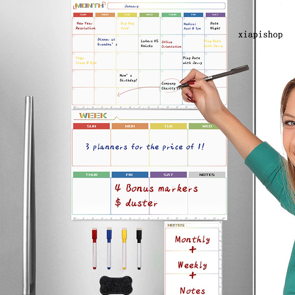 [H NG M i V ] 可擦磁性日周月度計劃日曆冰箱白板貼紙