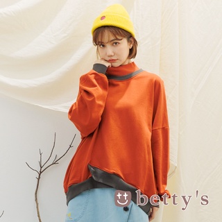 betty’s貝蒂思(15)雙層領口寬版落肩T-shirt(桔色)