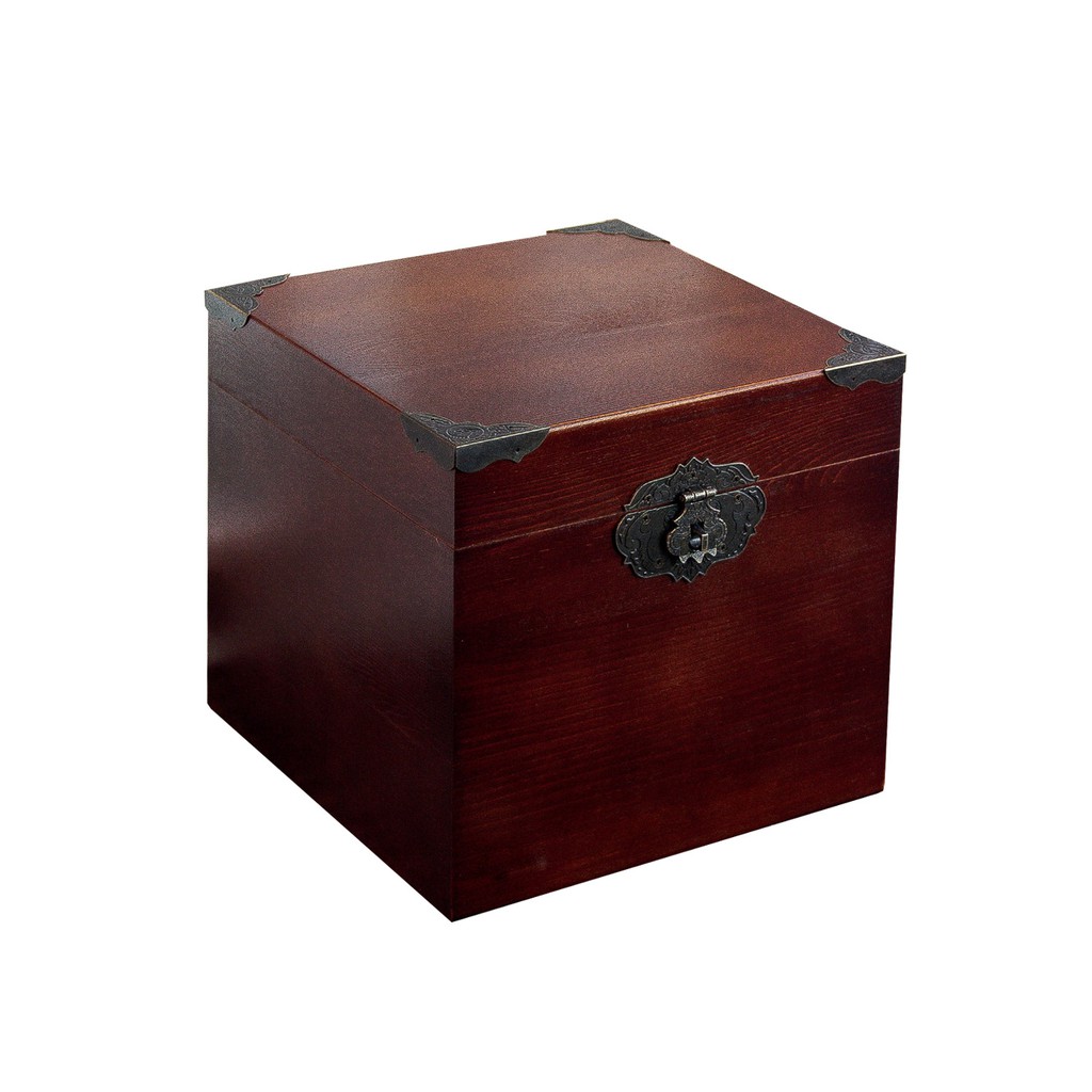 復古 實木帶鎖木箱復古正方形儲物箱收納木箱子木質方盒子大號書箱密碼 蝦皮購物