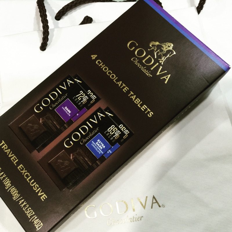 Godiva 巧克力磚4片裝禮盒組～85%黑巧克力2片+75%黑巧克力