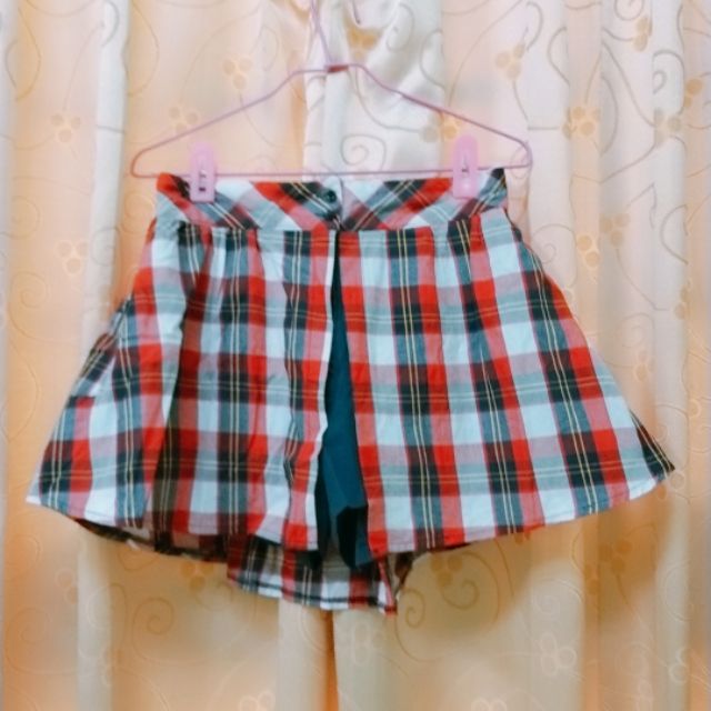 清衣櫃PAZZO 紅色格紋褲裙 (伸縮腰圍約34公分 裙長35公分)