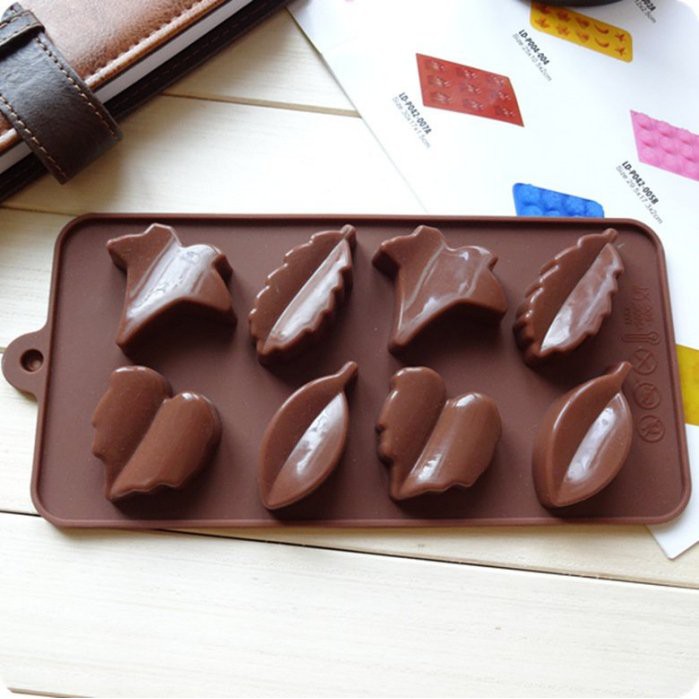 A-063 8孔楓葉與樹葉矽膠模 矽膠蛋糕模具 DIY 巧克力 冰格 製冰 手工皂模具