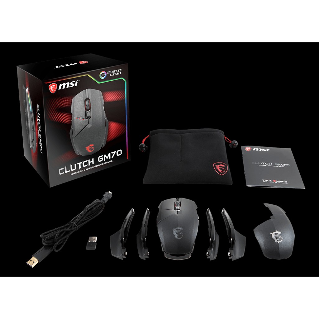 微星MSI CLUTCH GM70 GAMING MOUSE RGB燈光 有線+無線雙模 電競滑鼠