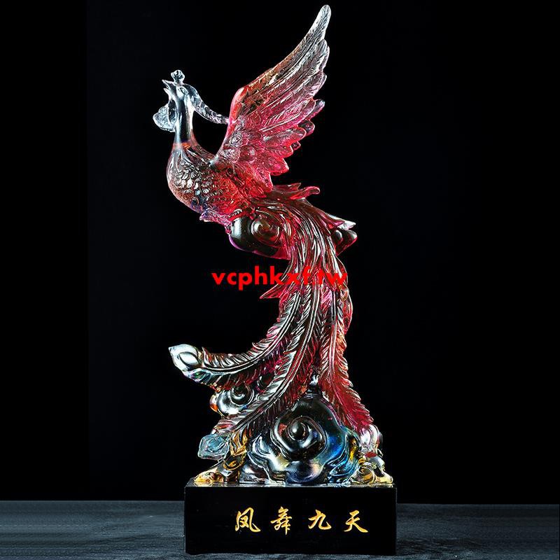 琉璃鳳舞九天鳳凰擺件工藝品輕奢家居客廳美容院所裝飾品前臺擺設 蝦皮購物