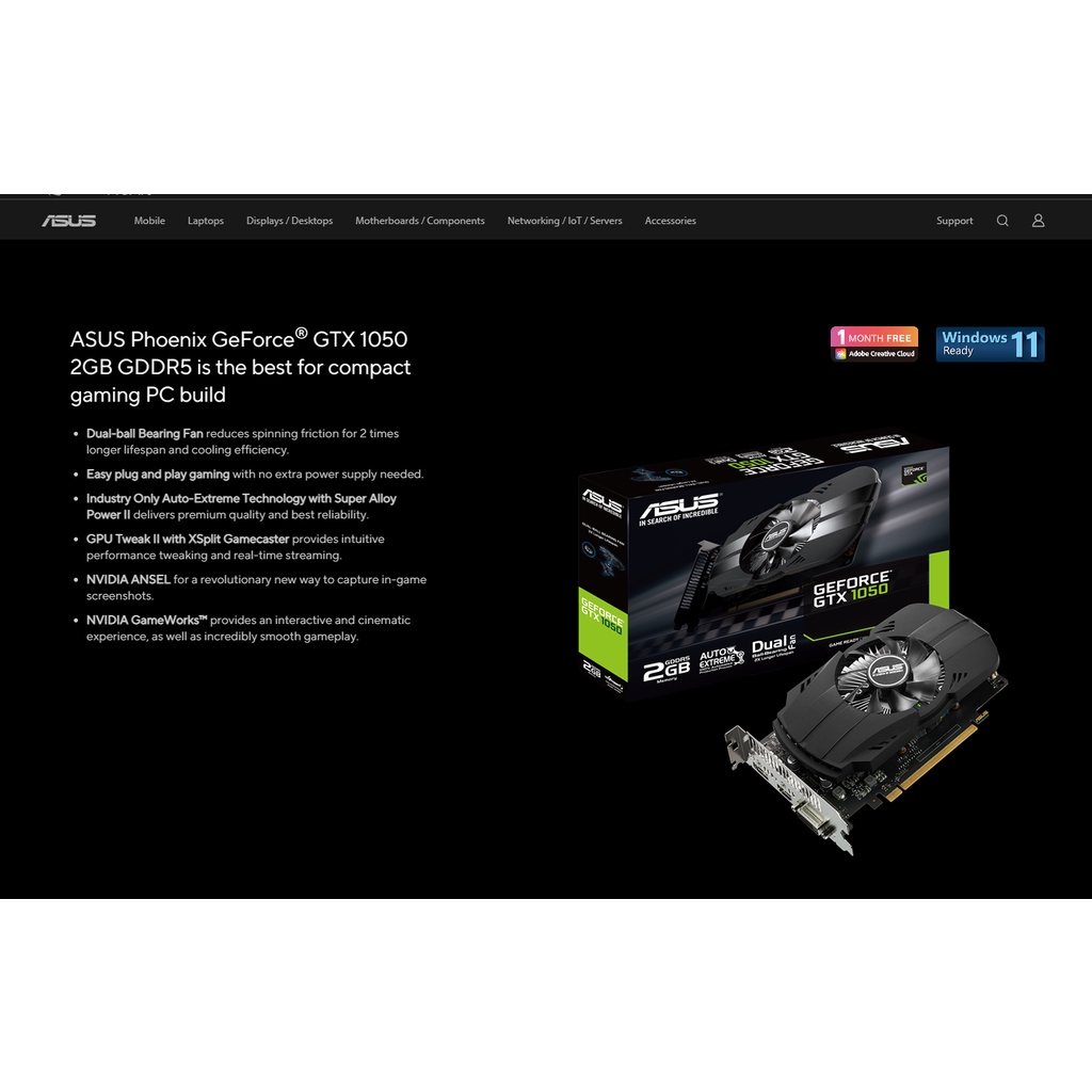 【二手良品非礦卡】ASUS GeForce PH-GTX1050-2G 獨立顯示卡 【台灣現貨】